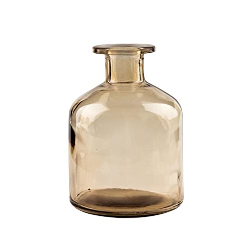 Glass Bud Vase, 1pc Small Vases for Flowers, Decorative Glass Bottles, Mini Flower Vases Centerpiece for Wedding, Vintage Vase for Rustic Home Decor, Living Room, Office Desk (250ml-yellow) - color: 250ml-yellow