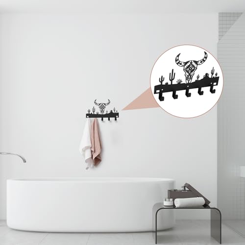 Reallnaive Western Bull Over The Door Hooks Bathroom Decor Wall Hanger Wall Mount Rack Holder for Towel, Hat, Coat, Cloth, Keychain, Bag, Christmas Party Gift - style: Cow