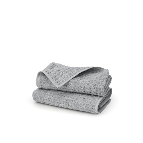 BOLL & BRANCH Turkish Waffle Hand Towel Set, Shore | Set of 2 - 100% Organic Turkish Cotton - Lightweight Breathable Absorbent Luxury Spa Waffle Hand Towels - color: Shore, style: Turkish Waffle