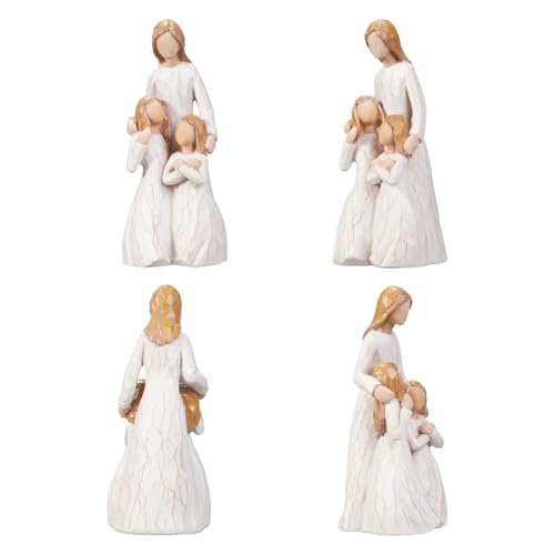 Mom Embrace Two Girls Figurine, Mother and Daughters Love Resin Statue, Family Sculpture Decor, Sentimental Tabletop Figurine - color: Mom Embracing Girls