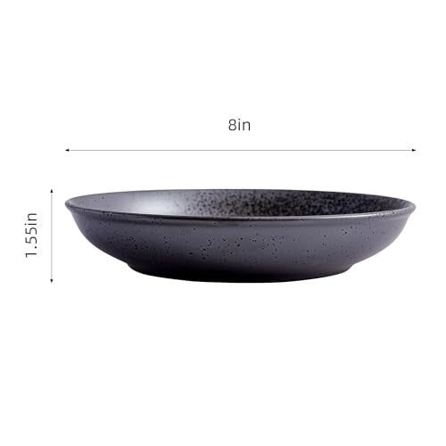 8 Inch Ceramic Pasta Bowls Salad Bowls Large Ceramic Serving Bowls for Soup, Dessert, Shallow Bowls Plates for Dinner (4Pack, Dark Brown) - color: Dark Brown