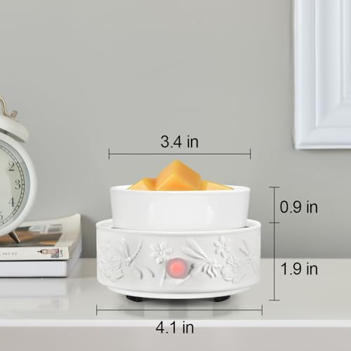 Wax Melt Warmer for Scented Wax Ceramic Wax Warmer Fragrances(Dragonfly) | Candle Oils Home Fragrance Wax Burner True White Electric Candle Warmer as Gifts for Mom Women - color: White Dragonfly