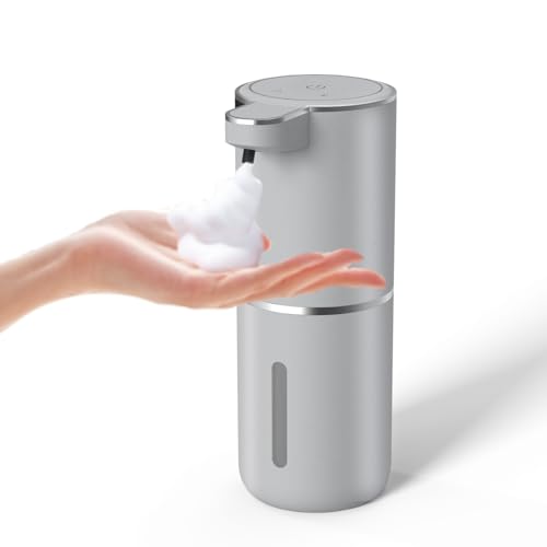 Automatic Soap Dispenser – Touchless Foaming Soap Dispenser 400ml USB Rechargeable Dispenser Electric Wall Mounted 4levels Adjustable Foam Soap Dispenser Pump for Bathroom Kitchen(Silver) - color: Silver, style: Foam