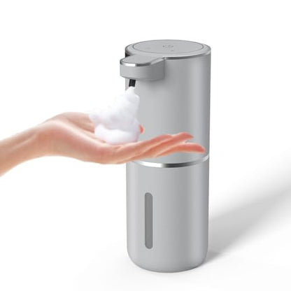 Automatic Soap Dispenser – Touchless Foaming Soap Dispenser 400ml USB Rechargeable Dispenser Electric Wall Mounted 4levels Adjustable Foam Soap Dispenser Pump for Bathroom Kitchen(Silver) - color: Silver, style: Foam