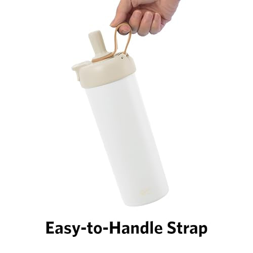 Glad Sip & Chug Insulated Water Bottle - Skinny Stainless Steel Tumbler with Straw and Chug Lid - Leak Resistant Double Walled Metal for Hot and Cold Drinks, 23oz, Beige - color: Beige