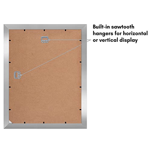 Americanflat 11x14 Picture Frame - Matted to 5x7 - Engineered Wood - Silver | Shatter-resistant glass, hangs vertical or horizontal, sawtooth hangers included, use with or without mat - color: Silver