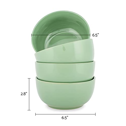 Elanze Designs Bistro Glossy Ceramic 6.5 inch Dinnerware Bowls Set of 4 - Perfect for Everyday uses from Soup, Pasta, Salad, Cereal, Ice cream, Ramen and Pho, Sage Green - color: Sage Green, style: 6.5 inch Soup