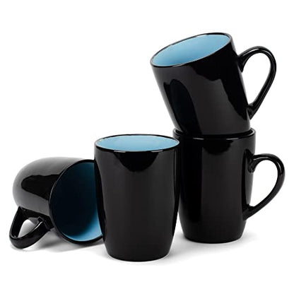 Elanze Designs Color Pop Pale Blue Black Exterior 16 ounce Glossy Ceramic Mugs Matching Set of 4 - color: Pale Blue