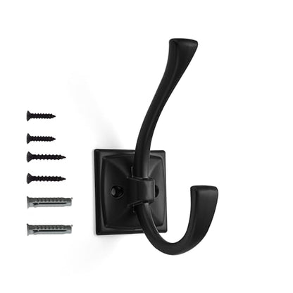 Wall Hooks,5 Pack Coat Hooks Hardware Towel Hooks for Hanging Coats Black Robe Hooks Wall Mounted with Screws for Key, Towel, Bags, Cup. - color: Black