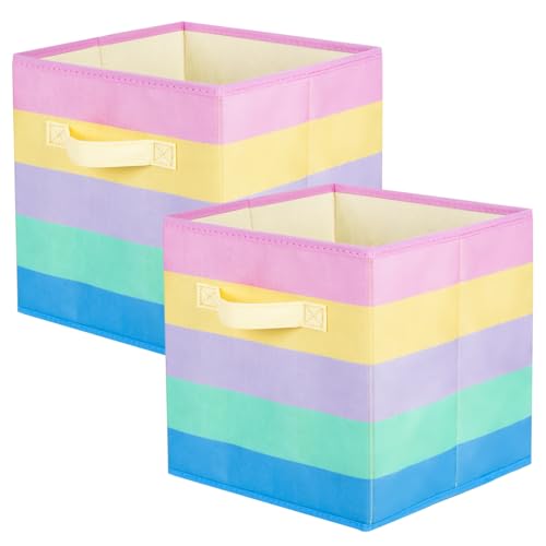 ShellKingdom Storage Bins, Foldable Fabric Storage Cubes And Cloth Storage | Storage Organizer For Closet And Toys, 10.5x10.5x11 INCH, 2 Pack (Rainbow) - color: Rainbow, size: 2