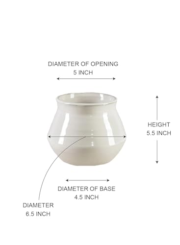 Serene Spaces Living Ivory Ceramic Pot Vase - Elegant Glossy Finish, Timeless Flared Design, Perfect for Floral Arrangements, Modern Home Décor & Gift Ideas, 6.5" Diameter & 5.5" Tall, Pack of 12