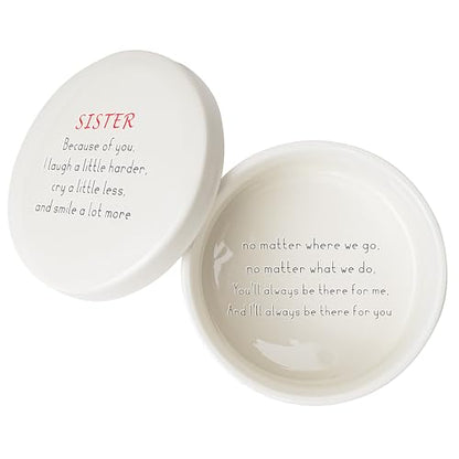 Sister Gifts Ceramic Jewelry Dish, Personalized Trinket Box, Birthday Gift for Sister, Sisters Birthday, for Sis Christmas, Sis Will Always Be There, Friendship Christmas Thanksgiving Gift for Sisters - color: SISTER