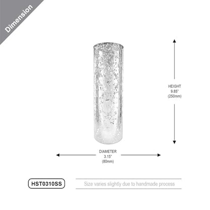 WGVI Hurricane Candle Holder Sleeve, W: 3", Ht: 10", Silver Speckled Glass Cylinder Open Both Ends, Chimney Tube Shade, 2 Pieces - color: Silver Speckle, size: 3x10"H