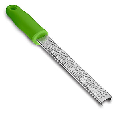 8-Inch Lemon Zester & Cheese Grater, 18/8 Stainless Steel, Green | Fine 18/8 Stainless Steel Blade for Citrus, Parmesan, Ginger and Garlic, Soft Non-slip Handle, Cover, Dishwasher Safe - color: Green