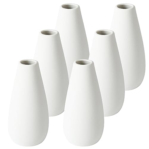 YANLING 6 Pcs White Ceramic Vases for Home Decor, 6 in Modern Ceramic Vase | for Centerpieces Small Boho Vases Pampas Grass Vases, Table Vase for Dried Flowers Decor - color: White-c, size: 6 Pack-Medium