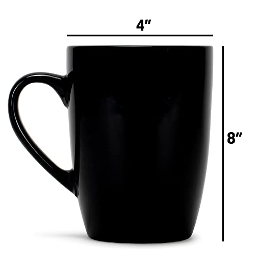 Elanze Designs Color Pop White Black Exterior 16 ounce Glossy Ceramic Mugs Matching Set of 4 - color: White
