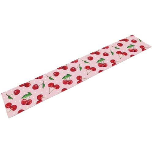 Red Cherry Table Runner, Tropical Fruit Polka Dot Print Table Runner for Birthday Party Dining Room Home Kitchen 13x36in - color: Fruit-4, size: 13x36in