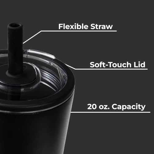 HydroJug Everyday Tumbler 20 oz, Ceramic-Lined Straw Cup, Black - color: Black, size: 20 Ounces