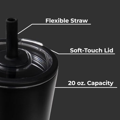 HydroJug Everyday Tumbler 20 oz, Ceramic-Lined Straw Cup, Black - color: Black, size: 20 Ounces