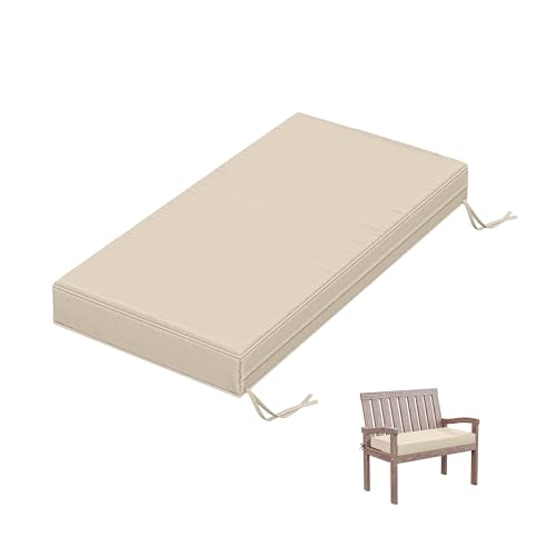 Outdoor Bench Cushion 36 X 18 X 3.5 Inch Thick Waterproof Patio Furniture Cushions, Patio Porch Swing Replacement Seat Pad with Tie Straps and Anti-Slip, for Backyard Garden, Cream - color: Cream, size: 36 x 18 x 3.5 in