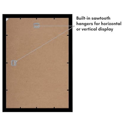 Americanflat 12x18 Poster Frame with Shatter-Resistant Glass - Set of 2 - Signature Collection - Gallery-Style Frames Made of Engineered Wood - Picture Frames for Wall Display - Black | Shatter-resistant glass, hangs vertical or horizontal, sawtooth hange
