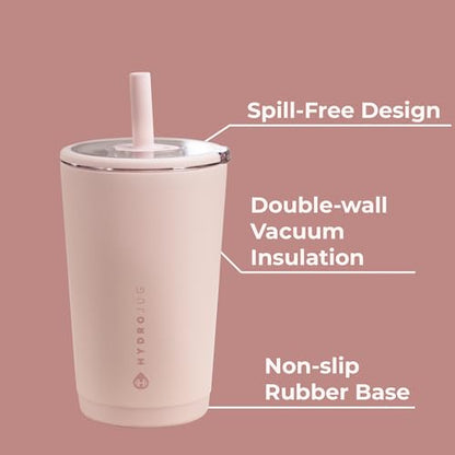 HydroJug Everyday Tumbler 14 oz, Ceramic-Lined Straw Cup, Dusty Rose - color: Dusty Rose, size: 14 Ounces