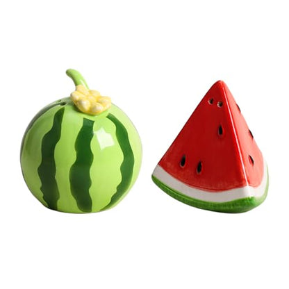 Ceramic Watermelon Shape Salt & Pepper Shakers Set, Hand-Painted Cactus Salt and Pepper Shakers, 2 PCS Set