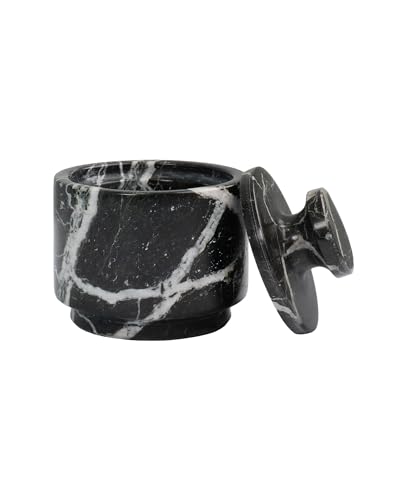 Marble Salt Cellar With Lid - Stone Salt Container And Stone Salt Holder, Spice Jars for Counter, Candy Jar & Spice Jar, Black - color: Marble Candy Jar - Black