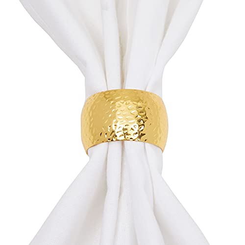 Farmlyn Creek Gold Napkin Rings - Wedding Napkin Rings & Event Decor - Durable Metal Holders - Reusable Cloth Bands - 1.8 x 1.8 in, Zinc Metal, Pack of 12