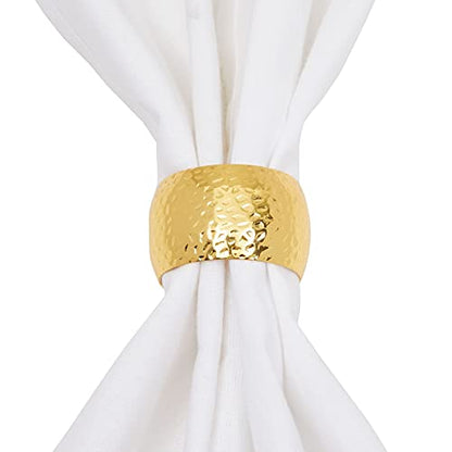 Farmlyn Creek Gold Napkin Rings - Wedding Napkin Rings & Event Decor - Durable Metal Holders - Reusable Cloth Bands - 1.8 x 1.8 in, Zinc Metal, Pack of 12