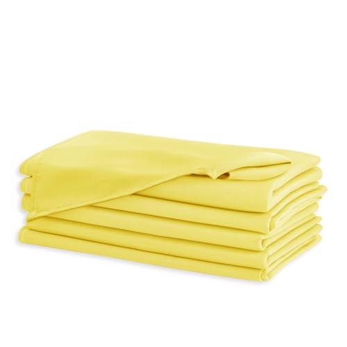 Cloth Napkins Set of 6, 18 x 18 Inch, Washable Yellow Dinner Napkins with Hemmed Edges for Restaurant, Wedding and Holiday - color: Yellow, size: 18" x 18" (Set of 6)