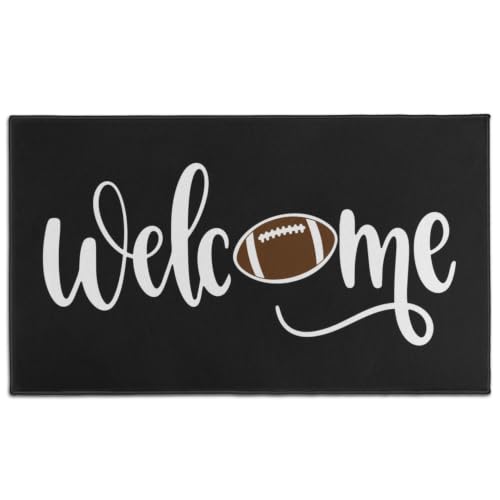 Fall Door Mat Outside,Black Football Welcome Mat for Front Door,Thanksgiving Autumn Indoor Outdoor Non-Slip Rugs,Fall Doormat for Farmhouse Home Porch Decorations 30" x 17" - color: Black Football Welcome