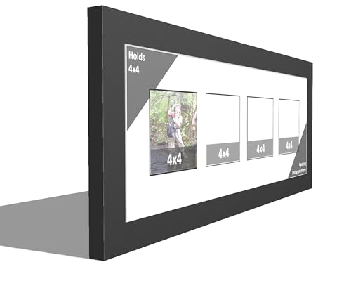 2 4x4 Opening Manhattan Black 8x12 Picture Frame Holds 4x4 photo Collage with White Matting and Glass (Pack of 2) - color: White, size: 2 4x4 (pack of 2)