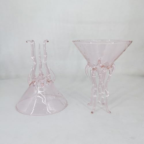 GAOGAO Octopus Cocktail Glass Creative Martini Drinkware Bar Goblet Snifters (250ML pink glass) - color: Pink (250ml), size: 8.5 Ounces