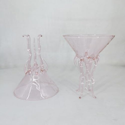 GAOGAO Octopus Cocktail Glass Creative Martini Drinkware Bar Goblet Snifters (250ML pink glass) - color: Pink (250ml), size: 8.5 Ounces
