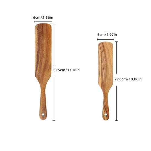 AOOSY 2 Pcs Spurtle Set for Sourdough Starter,Acacia Wooden Spatulas | for Sourdough, Cast Iron & Non-Stick Cookware,Spurtles Kitchen Tools Wooden Kitchen Utensils for NonStick Cookware - size: 2 Pcs Wooden Spurtle