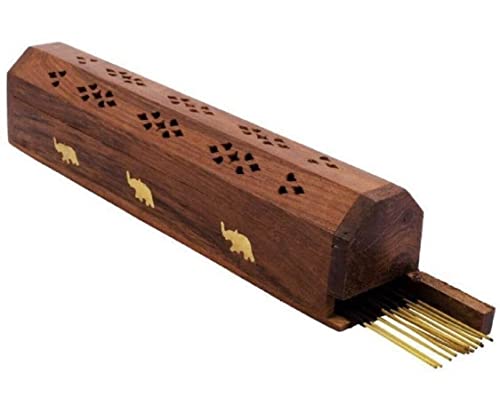 Bless-International Traditional-Handmade-Burner Wooden-Coffin-Incense-Stick-Holder Ash-Catcher-Stand (Wooden Coffin) - color: Wooden Coffin