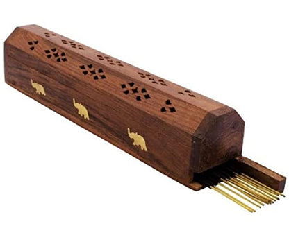 Bless-International Traditional-Handmade-Burner Wooden-Coffin-Incense-Stick-Holder Ash-Catcher-Stand (Wooden Coffin) - color: Wooden Coffin