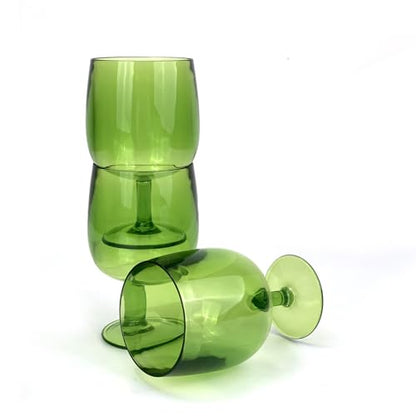 Yalin Set of 6 Unbreakable 12 oz Acrylic Plastic Wine and Water Tumbler Stackable Goblets. (Green, 12 oz) - color: Green, size: 12 oz