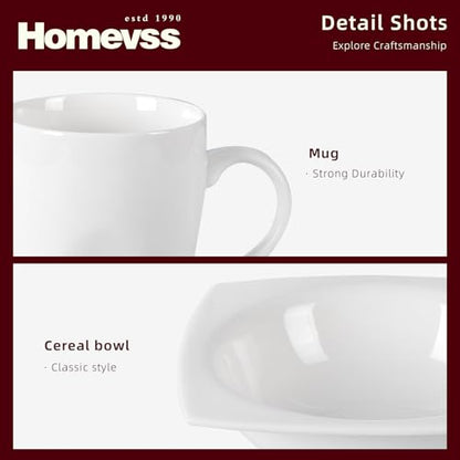 HomeVss, New Bone China Dinnerware SEt, Rim Square Shape, 40pc Set - color: Square Rim, size: Service for 8 - 40pc Set