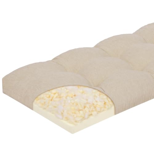 baibu 36 Inch Memory Foam Bench Cushion, Dual-Layer Patent Design Non-Slip Indoor Bench Cushion with Ties, 36x15x3Inch, Beige - color: Beige, size: 36x15x3 Inch (Pack of 1)