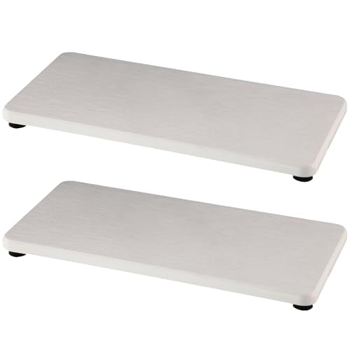 NiuYichee 2 Pcs Sink Stone Soap Trays, Water Absorbing Diatomite Tray Used for Hand Soap/Cosmetic Bottles/Dish Soap in the Kitchen/Bathroom Sink Countertop, Fast Dry Stone Tray with Non-Slip Pads - color: White, size: 8.3" x 4" without groove