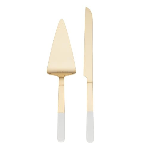 kate spade new york With Love Silverware Cake Knife & Server Set, 2-Piece | gold-plated stainless steel with enamel | flatware | 13.5 inch knife, hand wash only | wedding gift, cake cutting set - style: Dessert Forks, Set of 2