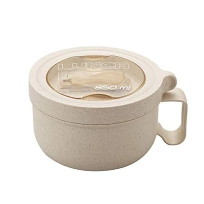 Rarapop 28.7oz Microwave Soup Bowl Containers with Lids, Wheat Straw Ramen Noodles Cup Mug for Instant Noodles,Oatmeal, Gumbo, Salad,Crunch,Cereal & More - Easy-Grip Design, Beige - color: Beige