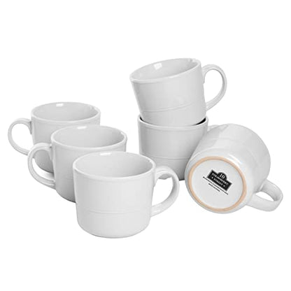 Double Line 3.75"/12 oz Mug, Set of 6, White - color: White, size: 12 Ounces