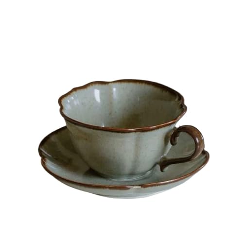Ceramic Afternoon Tea Cup And Saucer Set, Home Cafe, Office Teaware, Coffee Mug With Handle, Novel Gift, 240ml(Color-A) - color: Color-a