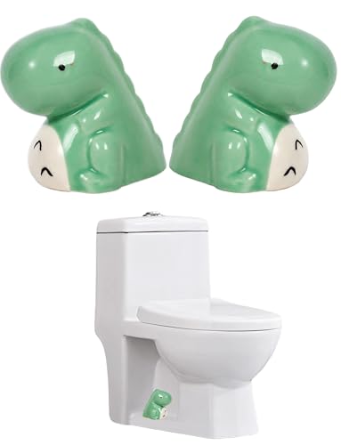 Ceramic Green Dinosaur Shape Toilet Floor Bolt Caps, Cute Bathroom Toilet Floor Bolt Decor (Dinosaur) - color: Dinosaur