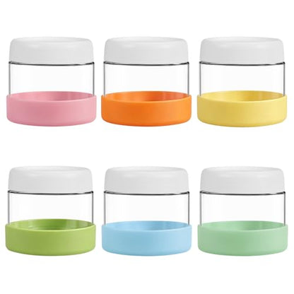 6-Pack 8oz Glass Overnight Oats Containers with Lids and Silicone Sleeves | Stackable Mason Jars Wide Mouth Meal Prep Jars for Yogurt Chia Salad Snacks Sugar - Leakproof Food Storage Jars - size: 8oz