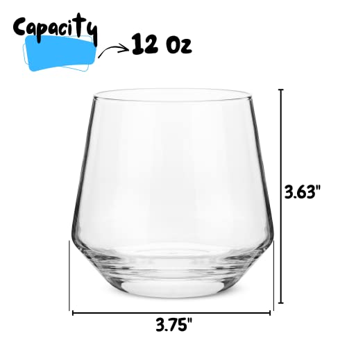 BTaT- Stemless Wine Glass, 12 oz, Set of 12, Wine Glasses No Stem