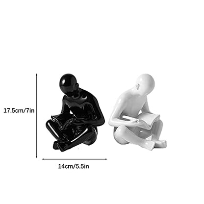 Desktop Ornaments 2 Pieces of Figure Sculptures Set Ceramic Material Bookends Home Decorations Small Ornaments Home Desk Decorations Handicrafts Desktop Decor